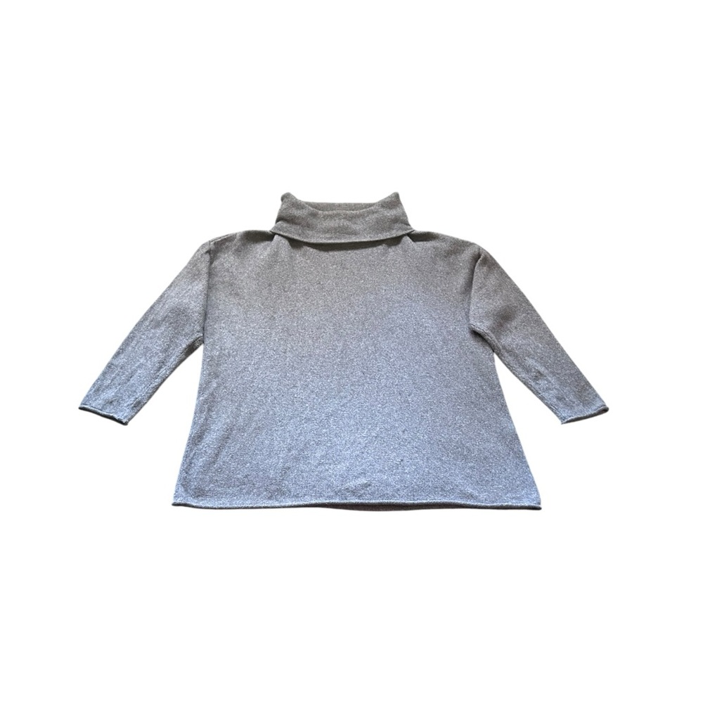 Eileen Fisher Organic Cotton & Recycled Cashmere Turtleneck Sweater Gray Fall S
